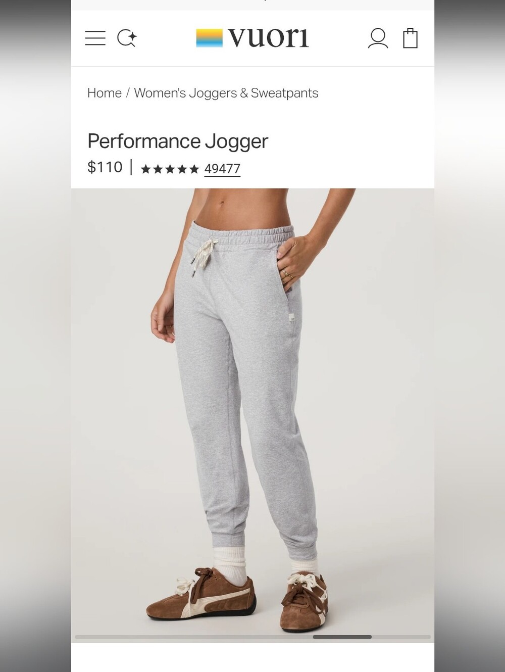 Vuori Performance Jogger Sweatpants - Light Gray - Small